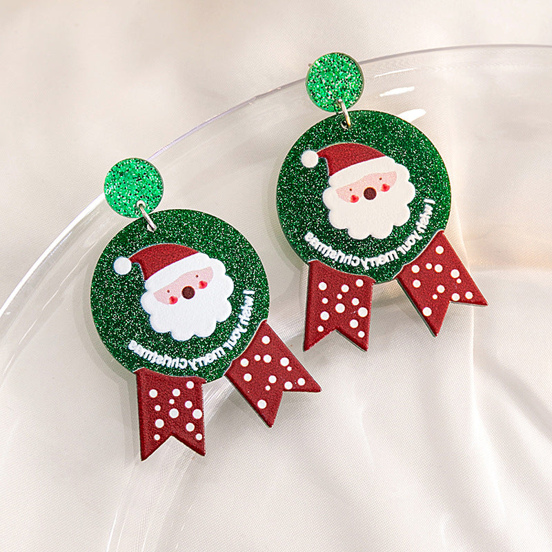 Wholesale Christmas Snowman Gingerbread Acrylic Santa Claus Christmas Tree Cartoon Earrings